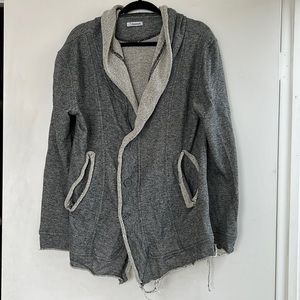 NEW - Designer french terry hooded sweatshirt with zipper and buttons